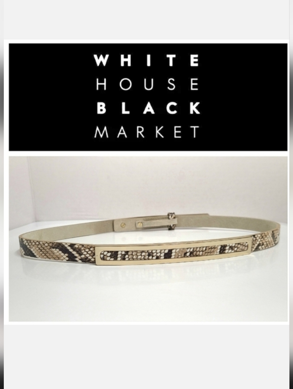 WHBM Genuine Leather Skinny Belt Sz M Snakeskin Embossed